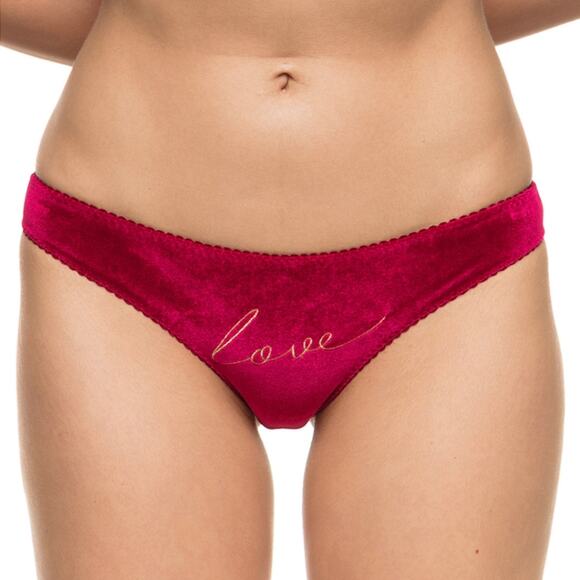 NWT KISSKILL Red Velvet Love Panty with Cursive Embroidery size Small - Picture 1 of 7